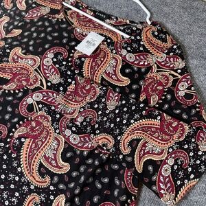 EVANS‎ Paisley Print Jersey Swing Dress Red Black Size 20 Long Sleeve